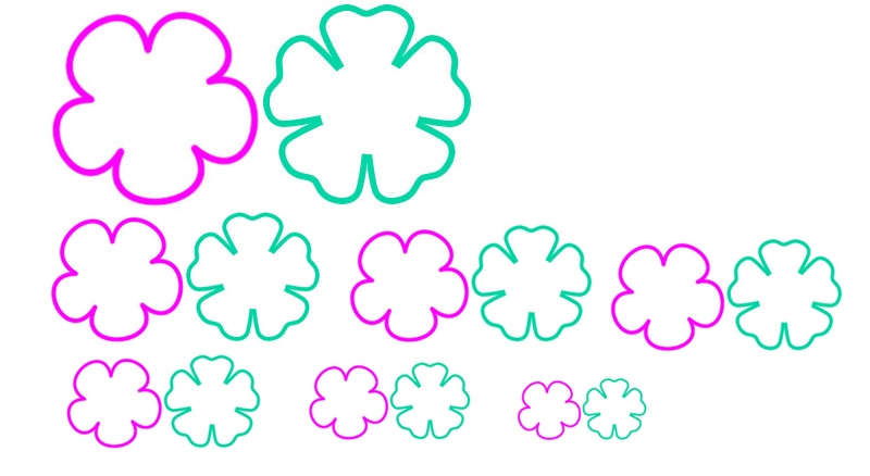 Трафарет квітів різних розмірів