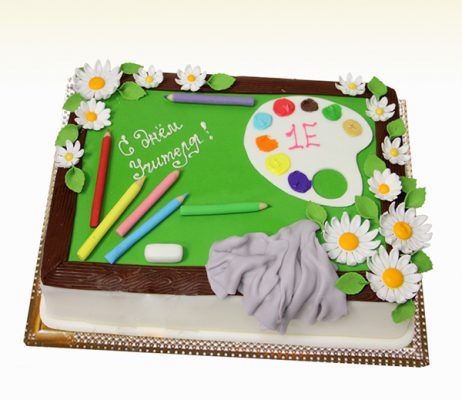 Торт на 1 сентября с палитрой и карандашами