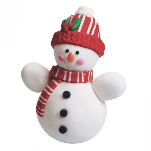 Снеговик из мастики в шапке и шарфе